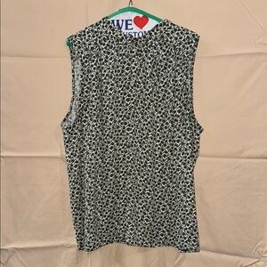 Ann Taylor Black and White Leaf Print Tank Top